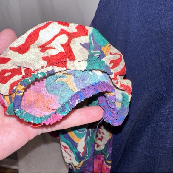 Scrap Work Balloon Sleeve Wrap Front Blouse Size Large Artsy Design Oversized - Picture 9 of 11